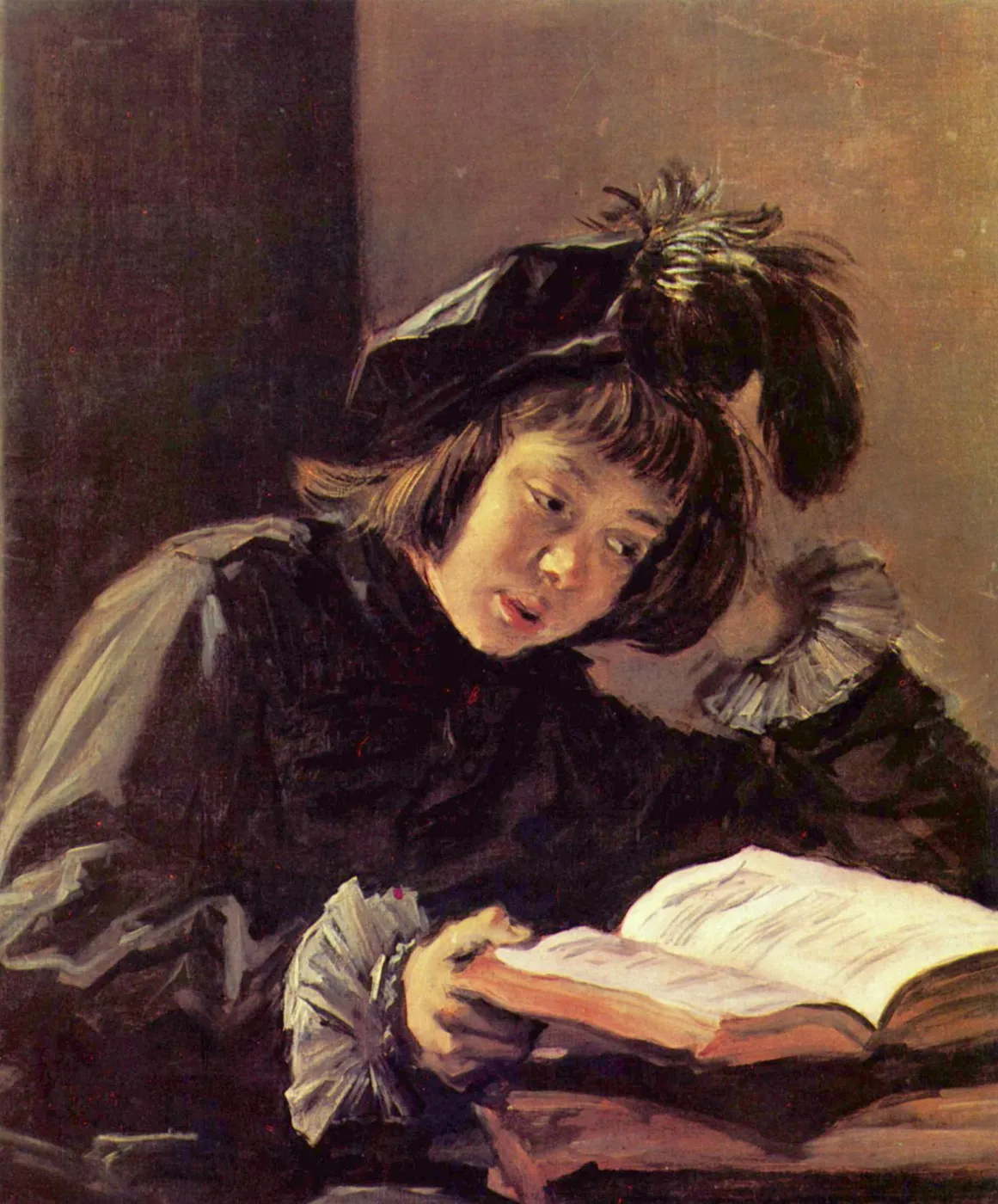 A boy reading, possibly Nicolaes Hals (1638) by Judith Leyster — original painting reproduced as a hand-painted oil on canvas