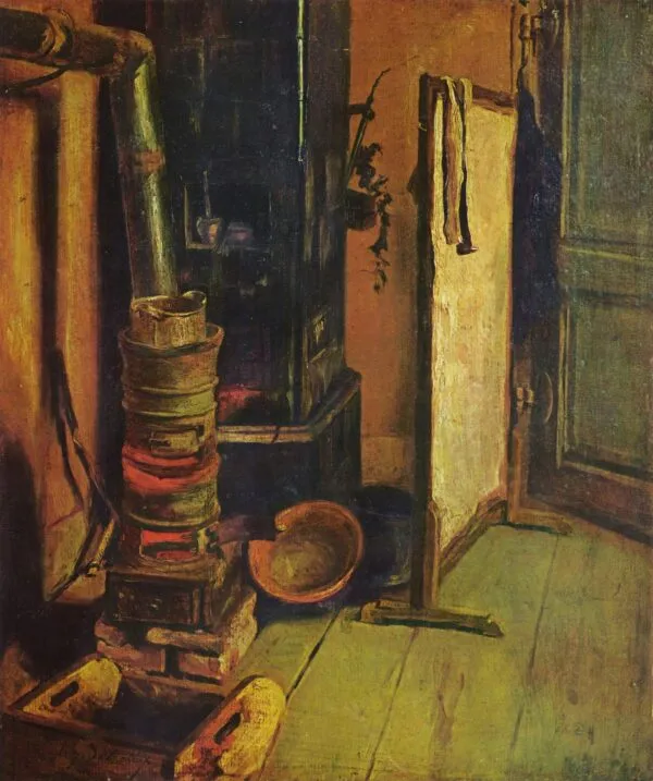 A Corner of the Studio (1830) by Eugène Delacroix — original painting reproduced as a hand-painted oil on canvas