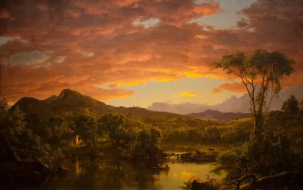 A Country Home (1854) by Frederic Edwin Church — original painting reproduced as a hand-painted oil on canvas