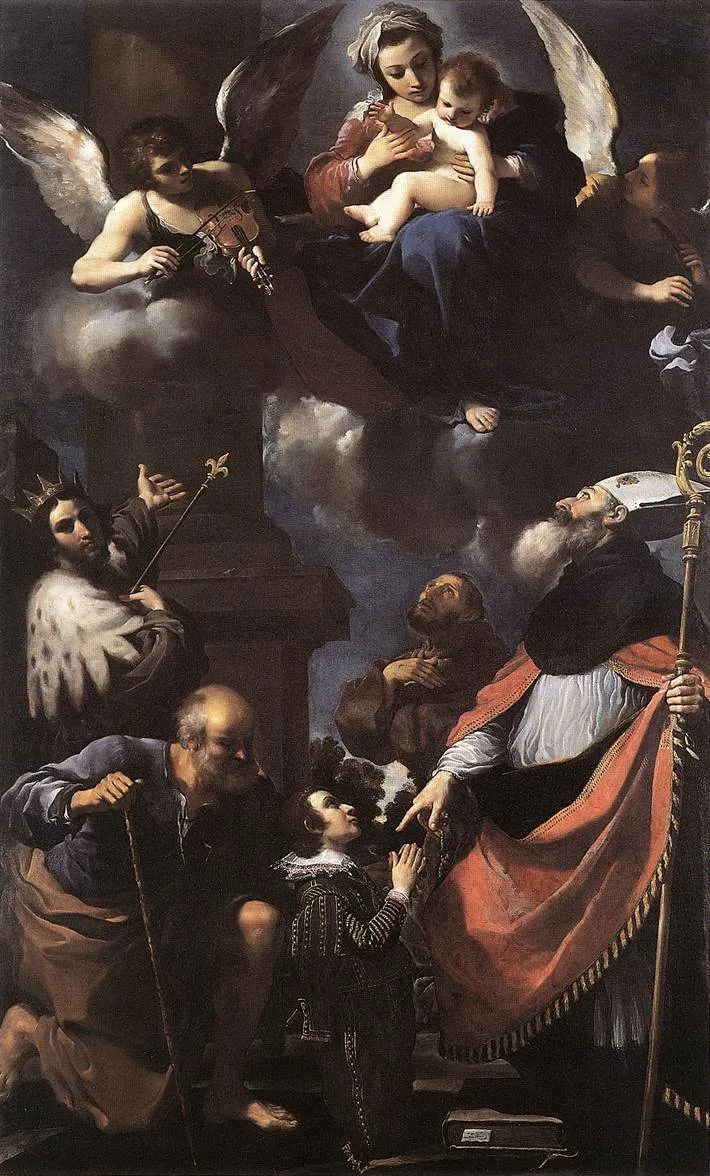 A Donor Presented to the Virgin (1616) by Guercino — original painting reproduced as a hand-painted oil on canvas