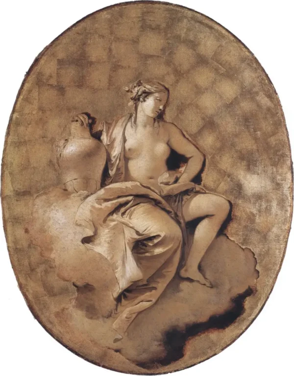 A Female Allegorical Figure (1740) by Giovanni Battista Tiepolo — original painting reproduced as a hand-painted oil on canvas