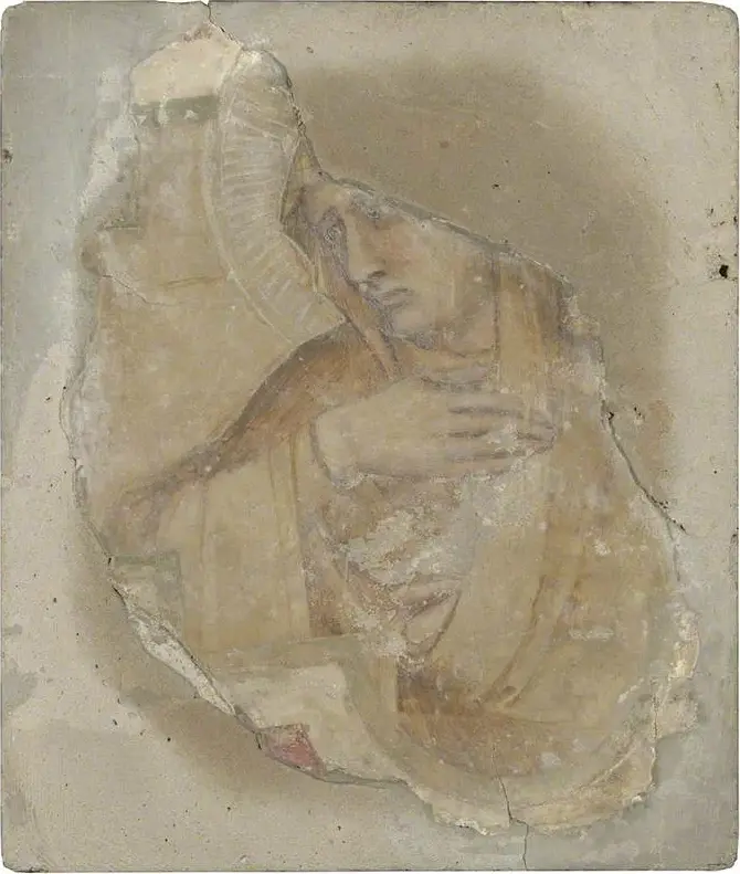 A Female Saint in Yellow (1334) by Pietro Lorenzetti — original painting reproduced as a hand-painted oil on canvas