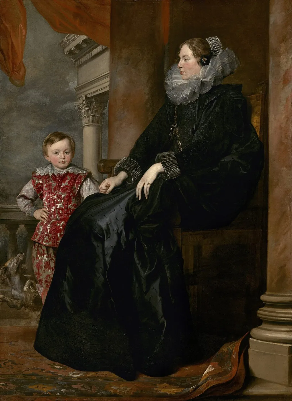 A Genoese Noblewoman and Her Son (1626) by Anthony van Dyck — original painting reproduced as a hand-painted oil on canvas