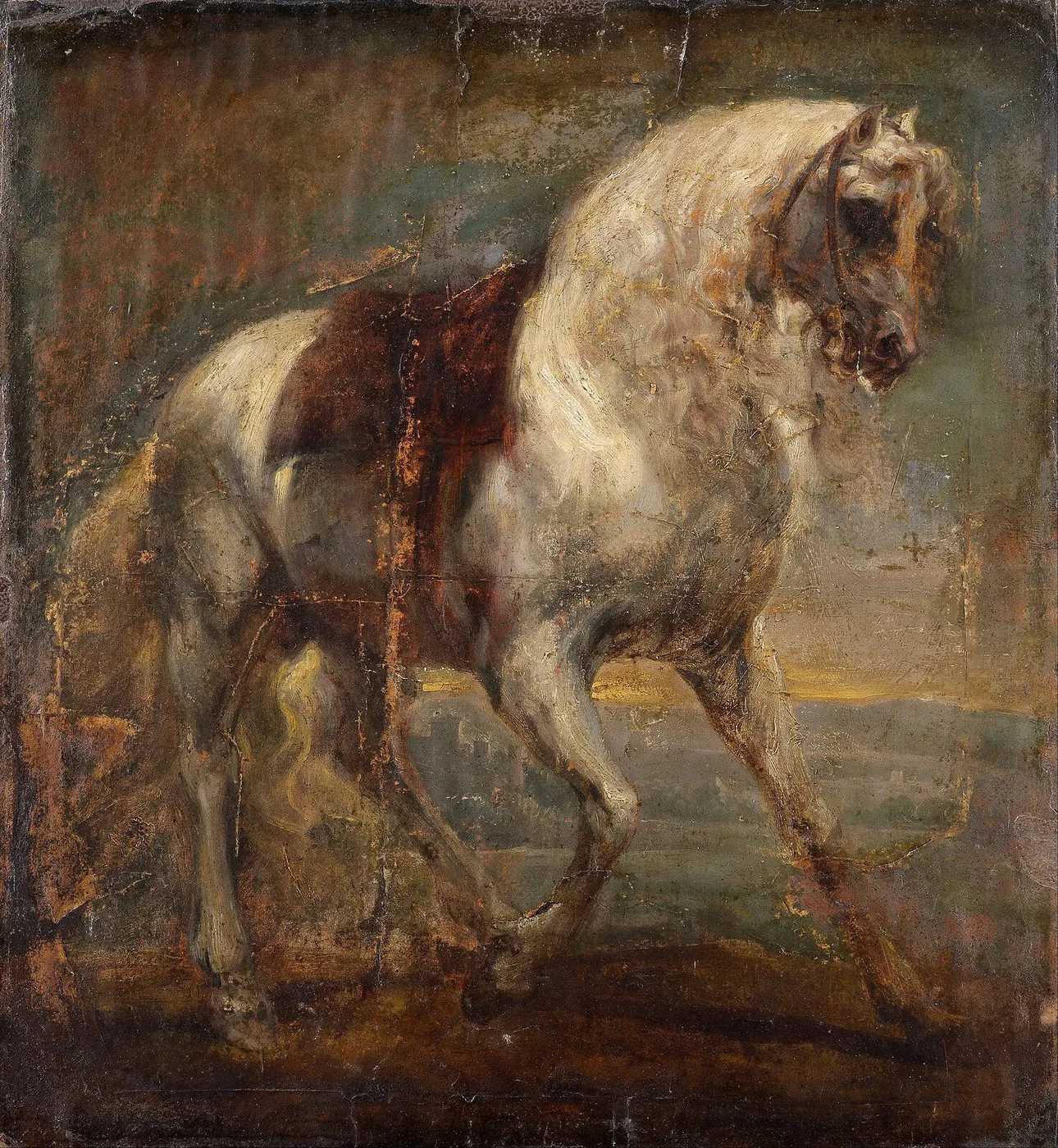 A Grey Horse (1641) by Anthony van Dyck — original painting reproduced as a hand-painted oil on canvas