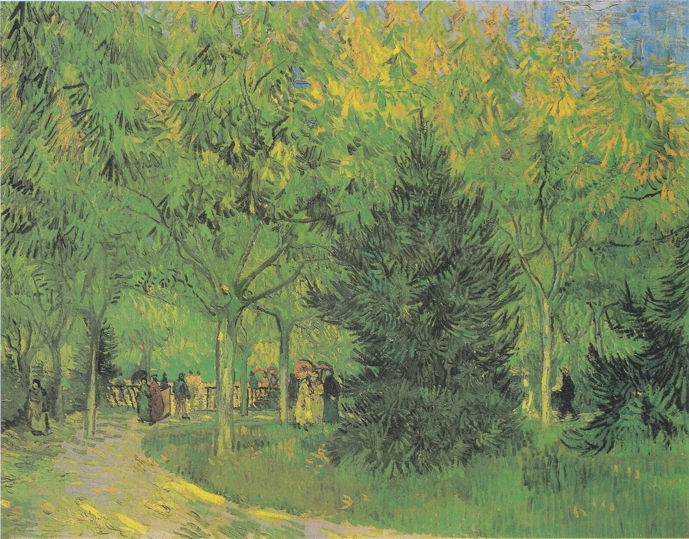A Lane in the Public Garden at Arles (1888) by Vincent van Gogh — original painting reproduced as a hand-painted oil on canvas