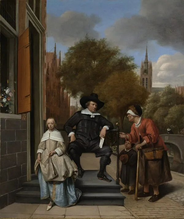 A Mayor of Delft and his Daughter (1655) by Jan Steen — original painting reproduced as a hand-painted oil on canvas