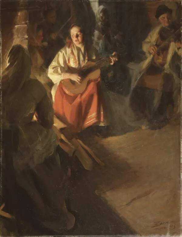 A Musical Family (1905) by Anders Zorn — original painting reproduced as a hand-painted oil on canvas