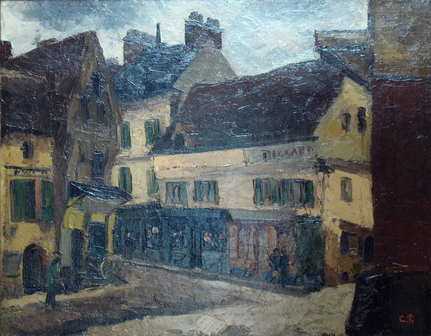 A Place in La Roche-Guyon (1865) by Camille Pissarro — original painting reproduced as a hand-painted oil on canvas