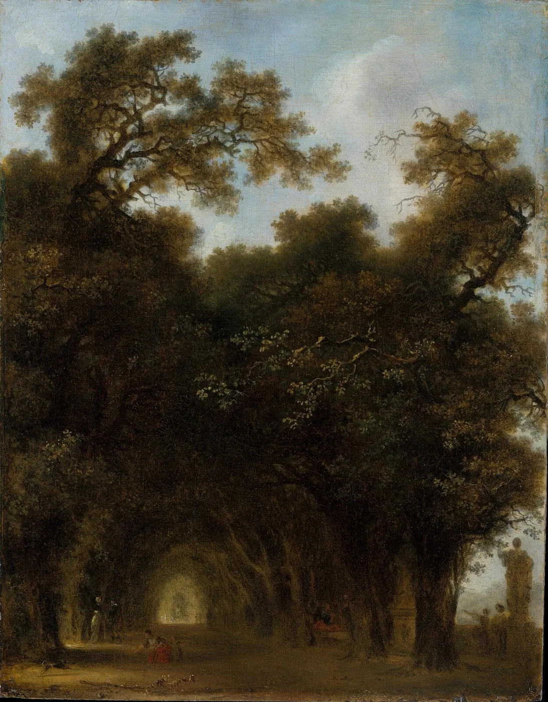 A Shaded Avenue (1775) by Jean-Honoré Fragonard — original painting reproduced as a hand-painted oil on canvas