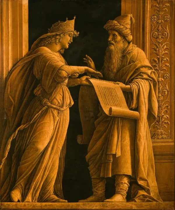 A Sibyl and a Prophet (1495) by Andrea Mantegna — original painting reproduced as a hand-painted oil on canvas
