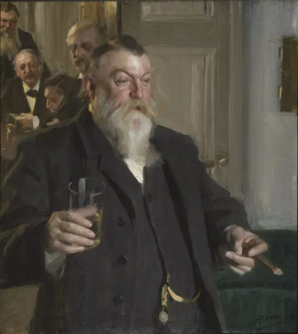 A toast in Idun (1892) by Anders Zorn — original painting reproduced as a hand-painted oil on canvas