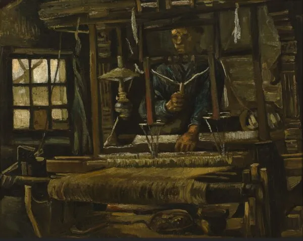 A Weaver's Cottage (1884) by Vincent van Gogh — original painting reproduced as a hand-painted oil on canvas