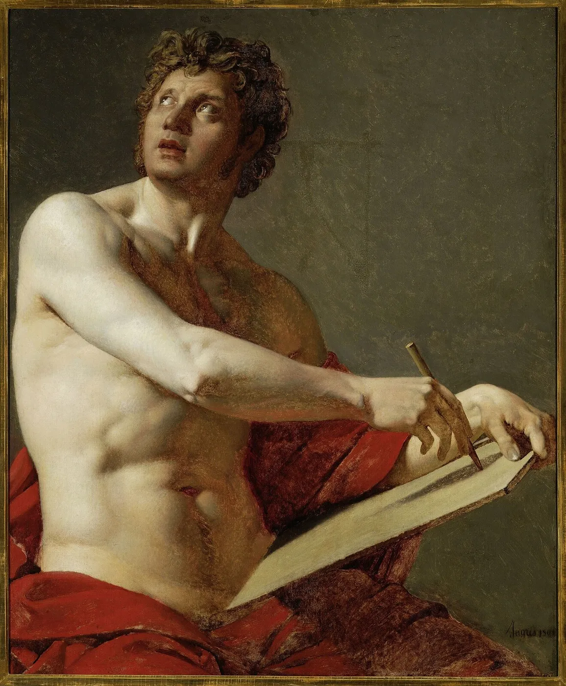 Academic study of a male torso (1801) by Jean-Auguste-Dominique Ingres — original painting reproduced as a hand-painted oil on canvas
