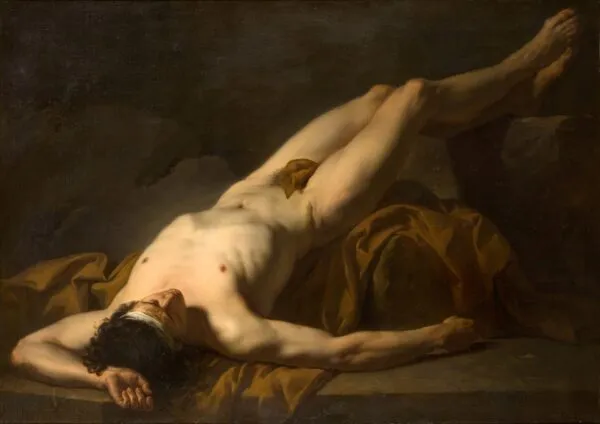 Académie d´homme, Hector (1778) by Jacques-Louis David — original painting reproduced as a hand-painted oil on canvas