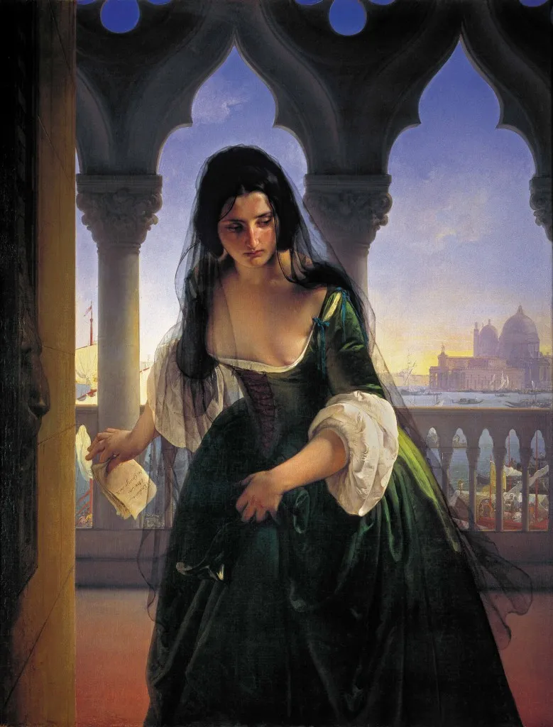 Accusa segreta (1848) by Francesco Hayez — original painting reproduced as a hand-painted oil on canvas