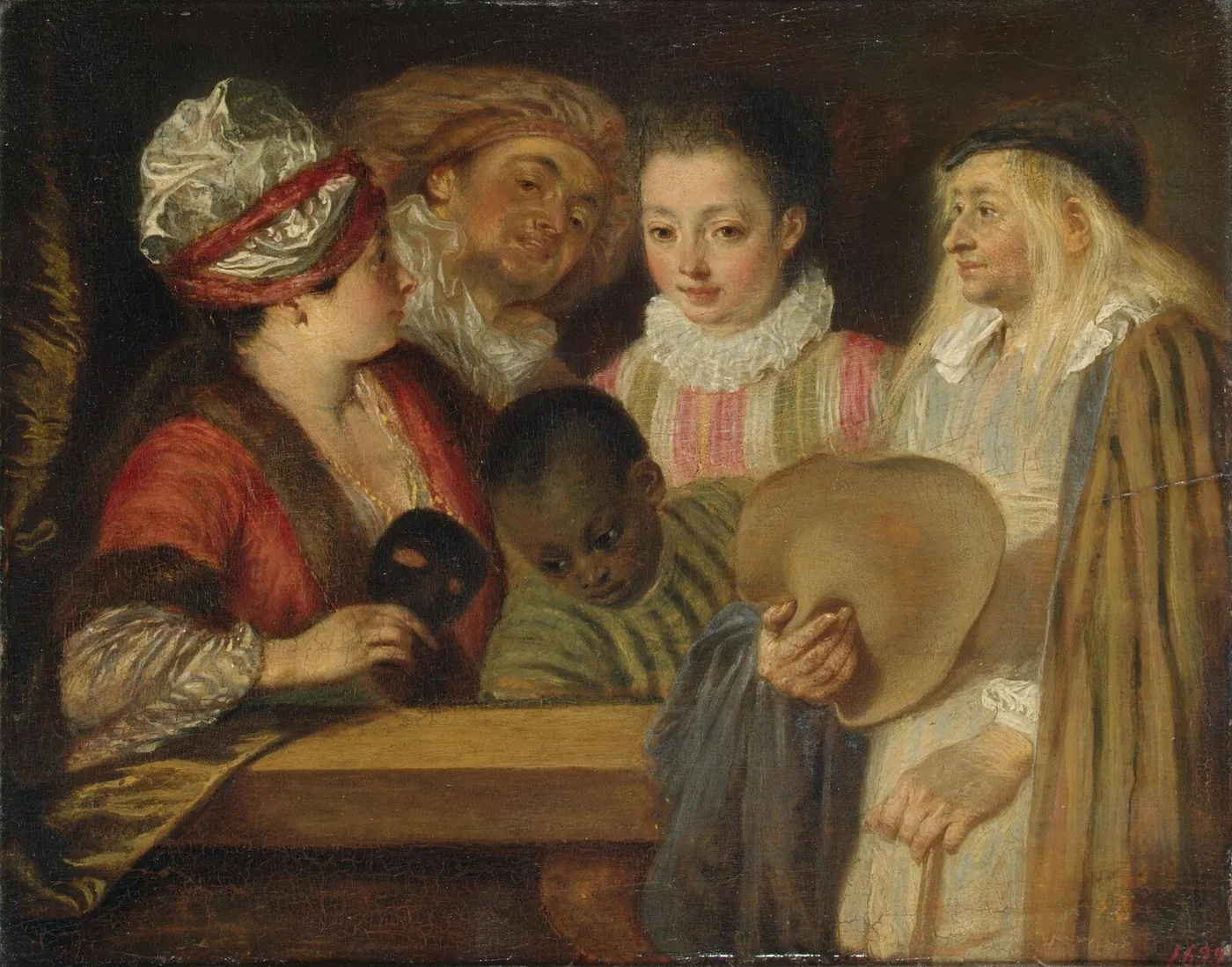 Actors of the Comedie-Francaise (1710) by Jean-Antoine Watteau — original painting reproduced as a hand-painted oil on canvas