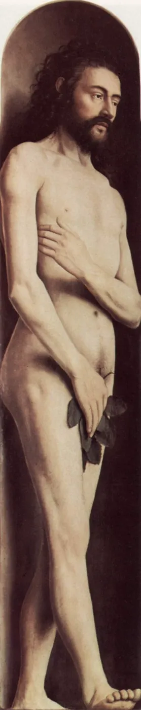 Adam (1432) by Jan van Eyck — original painting reproduced as a hand-painted oil on canvas