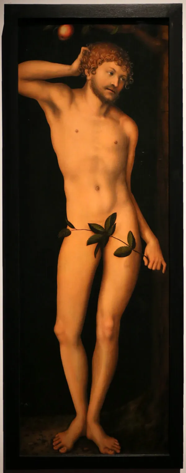 Adam (1528) by Lucas Cranach the Elder — original painting reproduced as a hand-painted oil on canvas