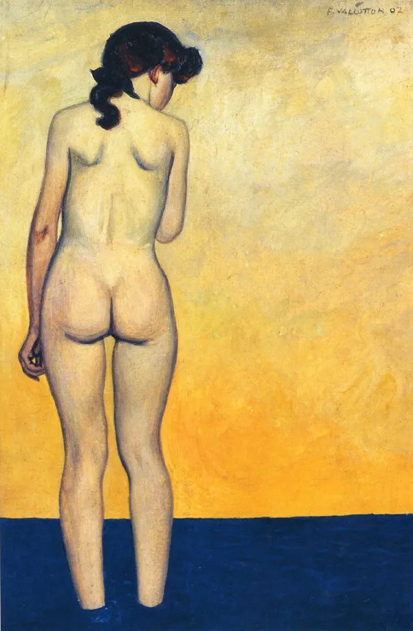 Adolescente entrant dans l'eau (1907) by Félix Vallotton — original painting reproduced as a hand-painted oil on canvas