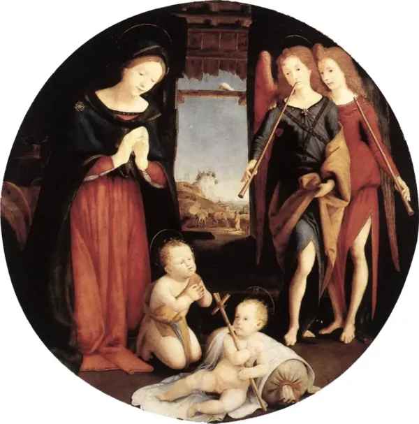 Adoration of the Child (1510) by Piero di Cosimo — original painting reproduced as a hand-painted oil on canvas
