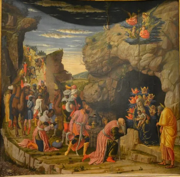 Adoration of the Magi (1463) by Andrea Mantegna — original painting reproduced as a hand-painted oil on canvas