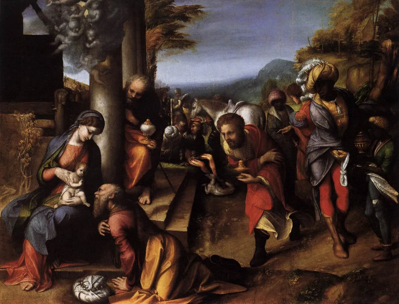 Adoration of the Magi (1515) by Antonio da Correggio — original painting reproduced as a hand-painted oil on canvas