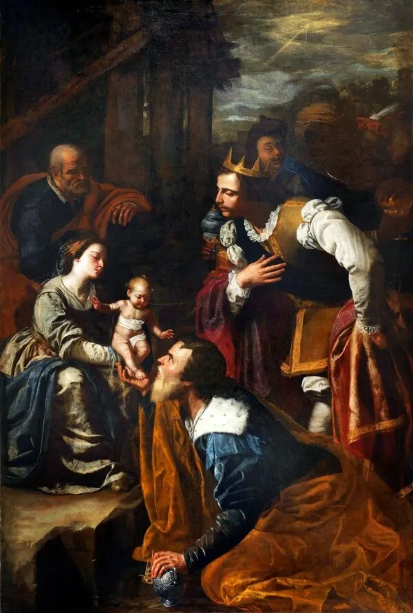Adoration of the Magi (1636) by Artemisia Gentileschi — original painting reproduced as a hand-painted oil on canvas