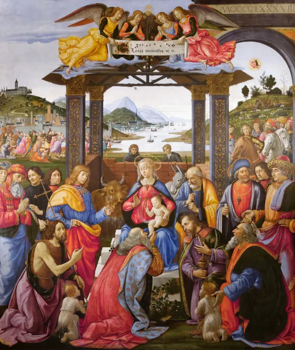 Adoration of the Magi (1485) by Domenico Ghirlandaio — original painting reproduced as a hand-painted oil on canvas