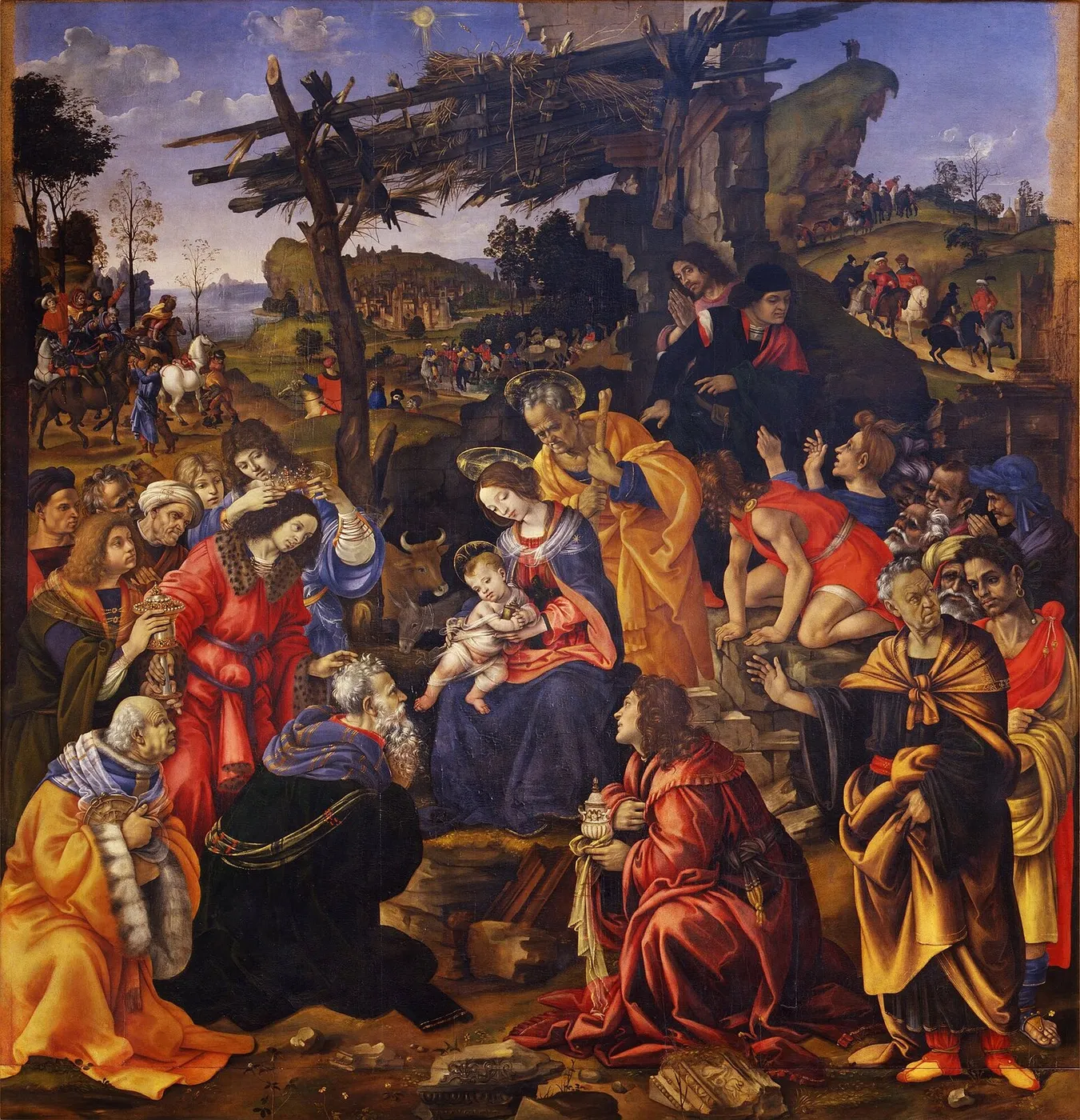 Adoration of the Magi (1496) by Filippino Lippi — original painting reproduced as a hand-painted oil on canvas
