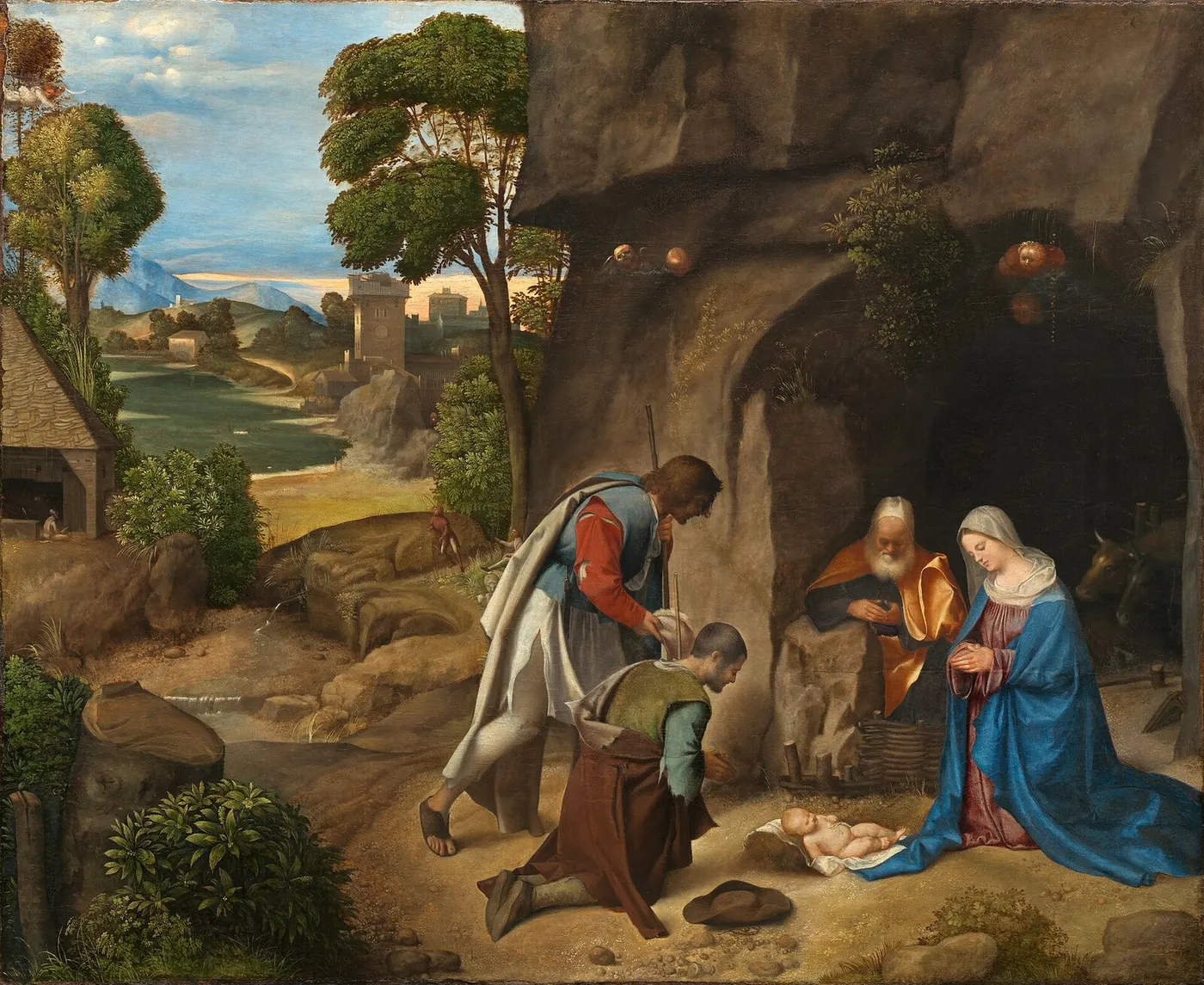 Adoration of the Shepherds (1507) by Giorgione — original painting reproduced as a hand-painted oil on canvas