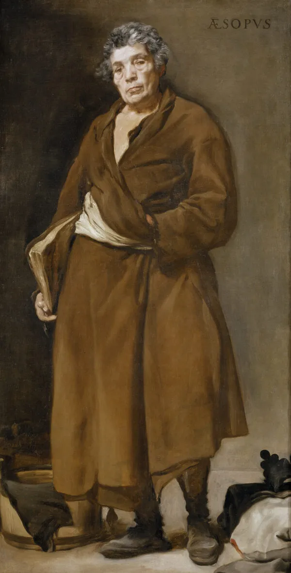 Aesop (1638) by Diego Velázquez — original painting reproduced as a hand-painted oil on canvas
