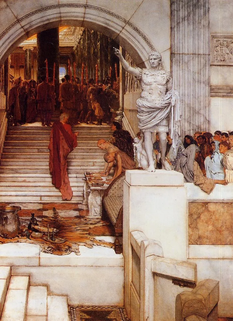After the Audience (1879) by Lawrence Alma-Tadema — original painting reproduced as a hand-painted oil on canvas