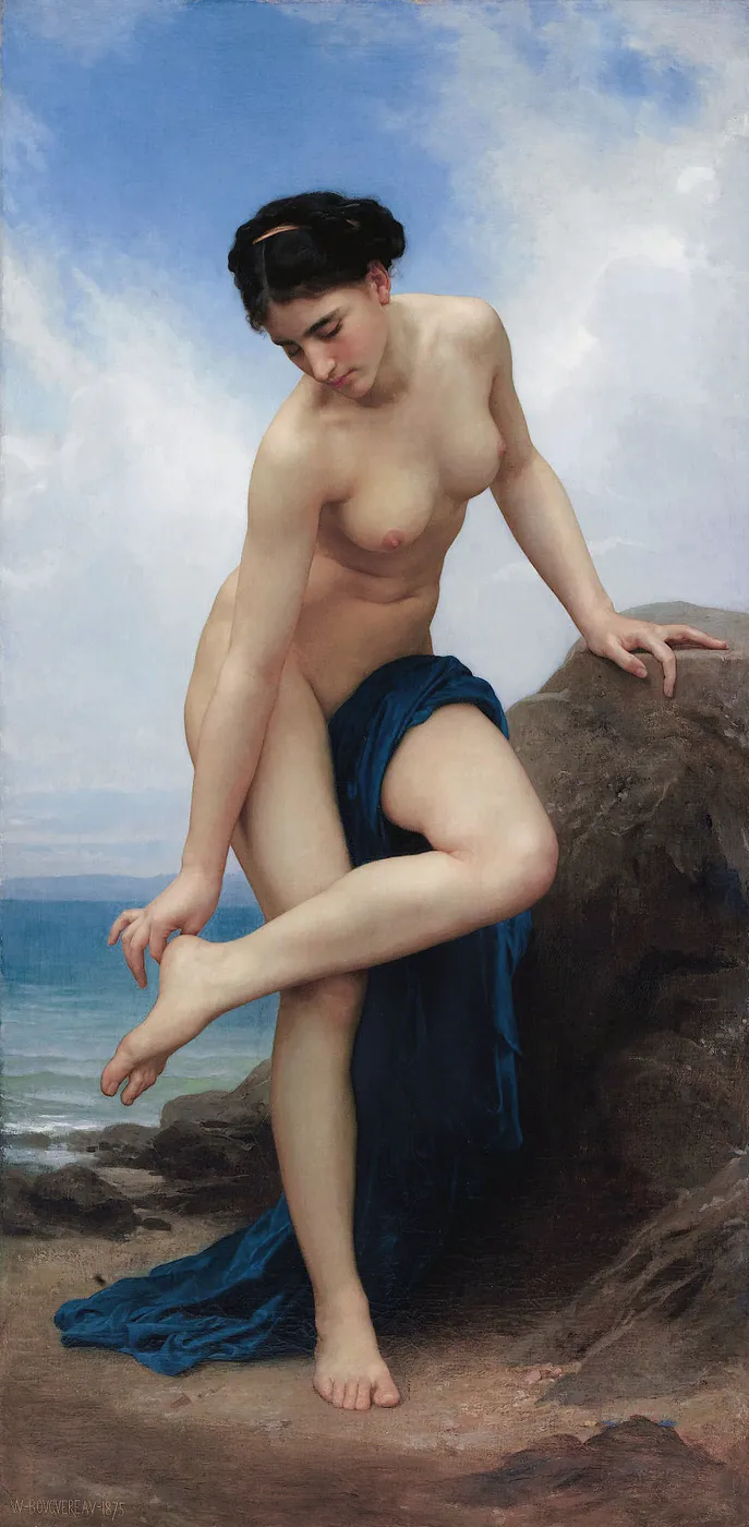 After the bath (1875) by William-Adolphe Bouguereau — original painting reproduced as a hand-painted oil on canvas
