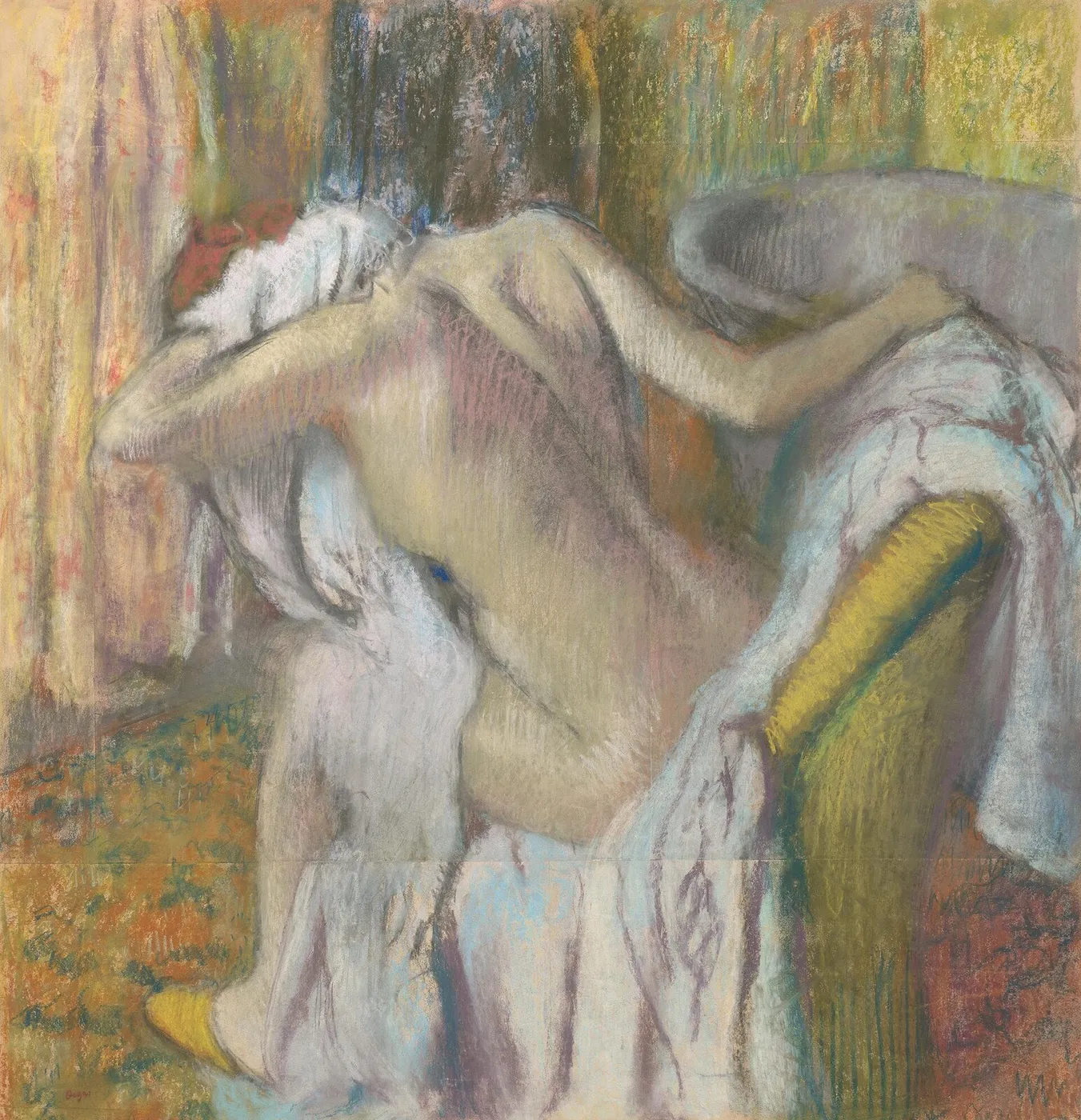After the Bath, Woman Drying Herself — Edgar Degas