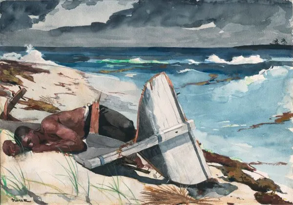 After the Hurricane, Bahamas (1899) by Winslow Homer — original watercolour reproduced as a hand-painted oil on canvas