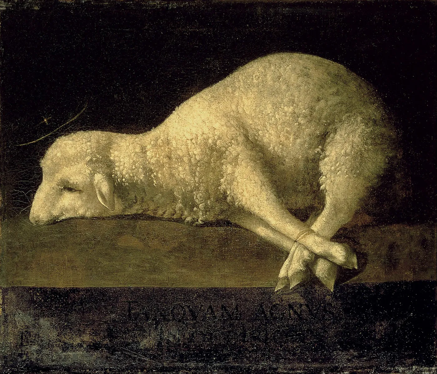 Agnus Dei (1639) (1639) by Francisco de Zurbarán — original painting reproduced as a hand-painted oil on canvas