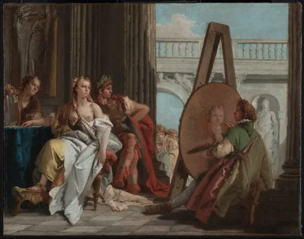Alexander the Great and Campaspe in the Studio of Apelles (1740) by Giovanni Battista Tiepolo — original painting reproduced as a hand-painted oil on canvas