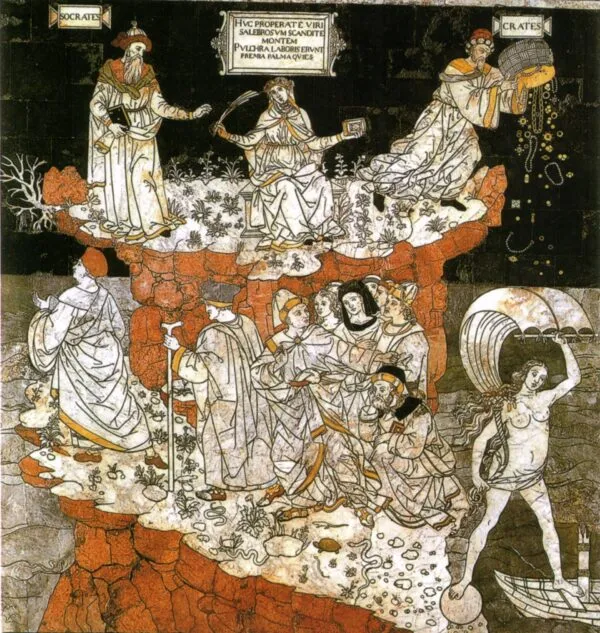 Allégorie de la colline de la Sagesse (1505) by Pinturicchio — original painting reproduced as a hand-painted oil on canvas