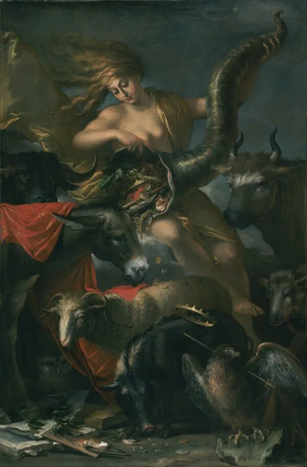 Allegory of Fortune (1658) by Salvator Rosa — original painting reproduced as a hand-painted oil on canvas