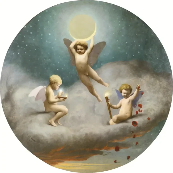 Allegory of night (1859) by Jean-Léon Gérôme — original painting reproduced as a hand-painted oil on canvas