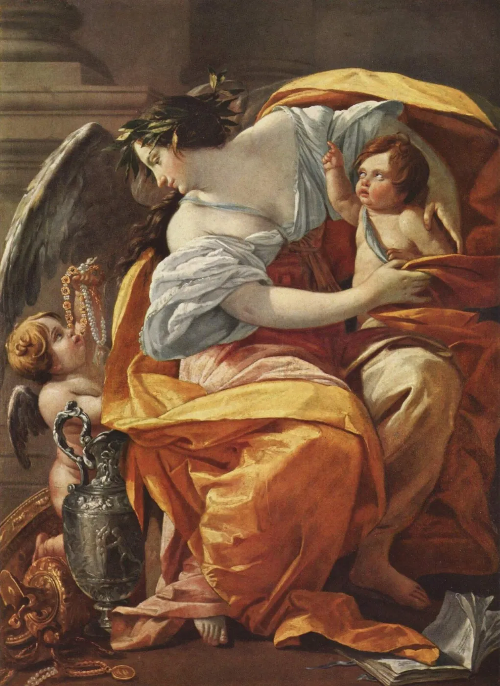 Allegory of Wealth (1637) by Simon Vouet — original painting reproduced as a hand-painted oil on canvas