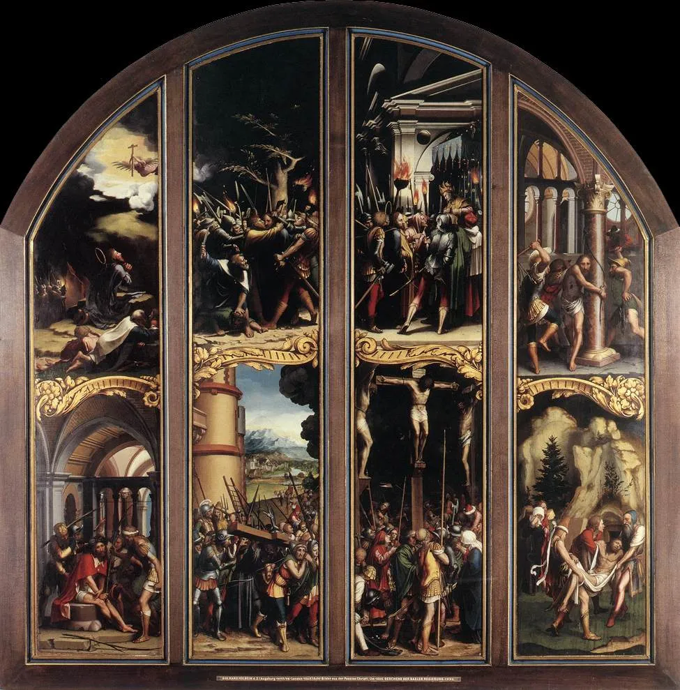 Altar of Passion (1523) by Hans Holbein the Younger — original painting reproduced as a hand-painted oil on canvas