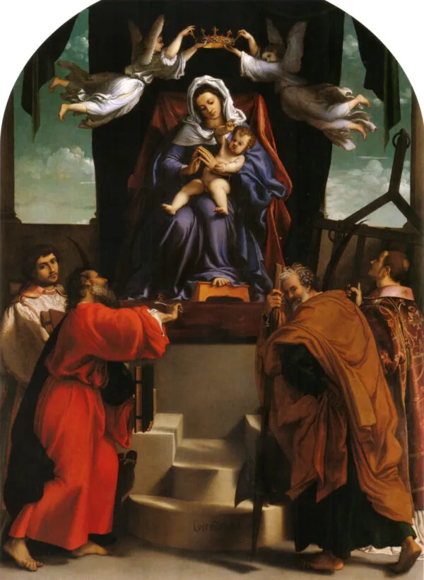 Altarpiece of the Halberd (1530) by Lorenzo Lotto — original painting reproduced as a hand-painted oil on canvas