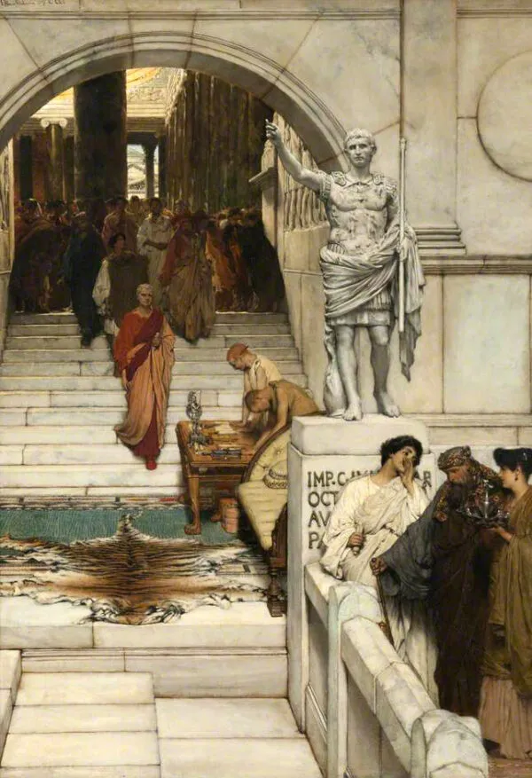 An Audience at Agrippa's (1876) by Lawrence Alma-Tadema — original painting reproduced as a hand-painted oil on canvas