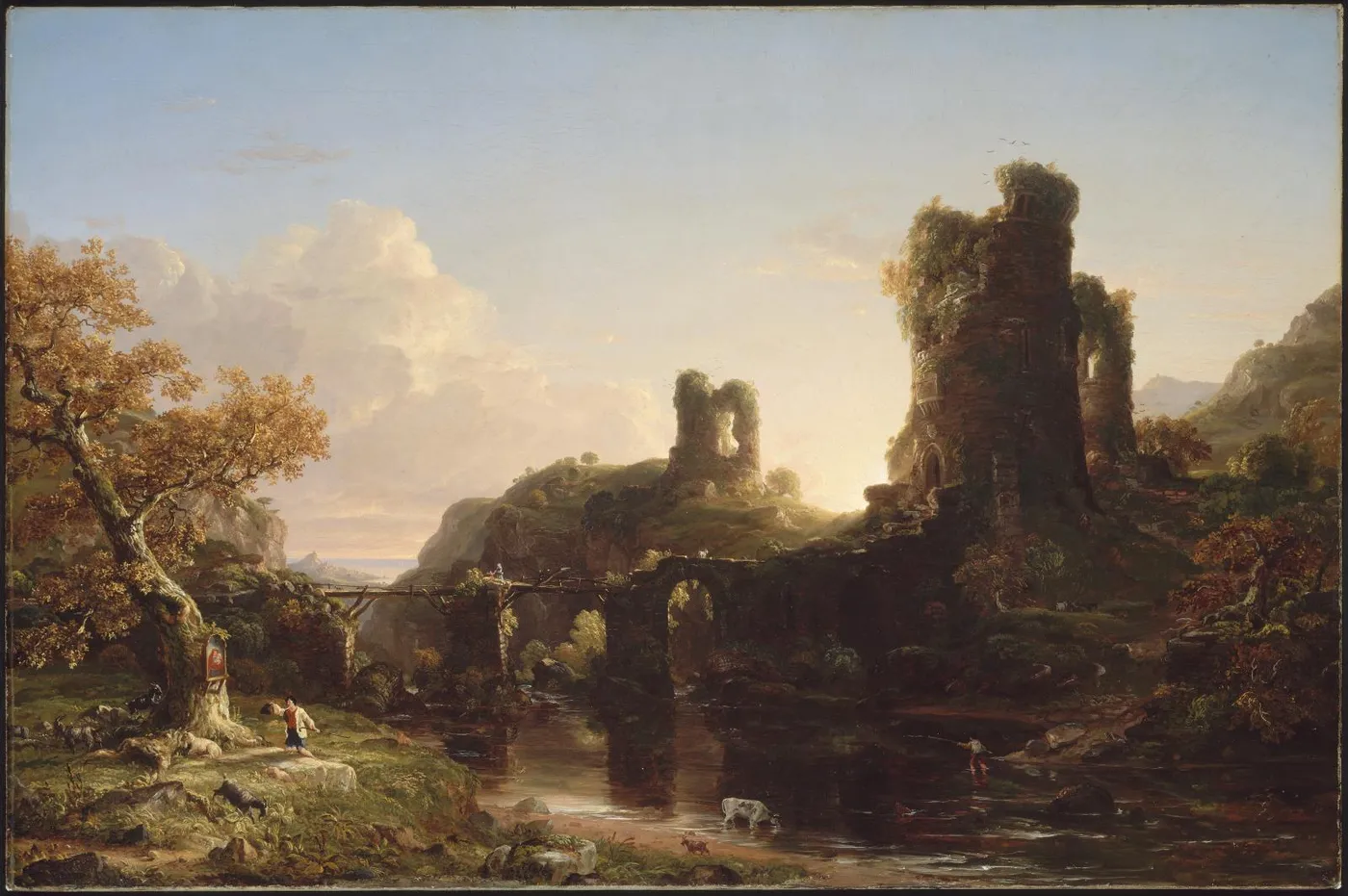 An Italian Autumn (1844) by Thomas Cole — original painting reproduced as a hand-painted oil on canvas