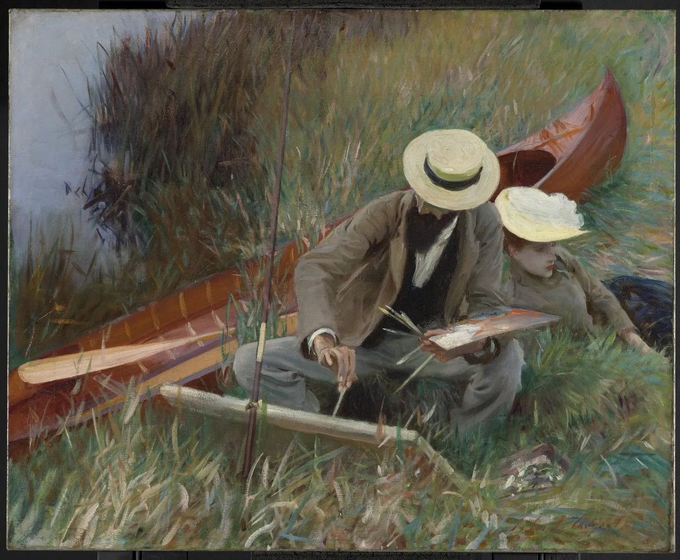 An Out-of-Doors Study (1889) by John Singer Sargent — original painting reproduced as a hand-painted oil on canvas