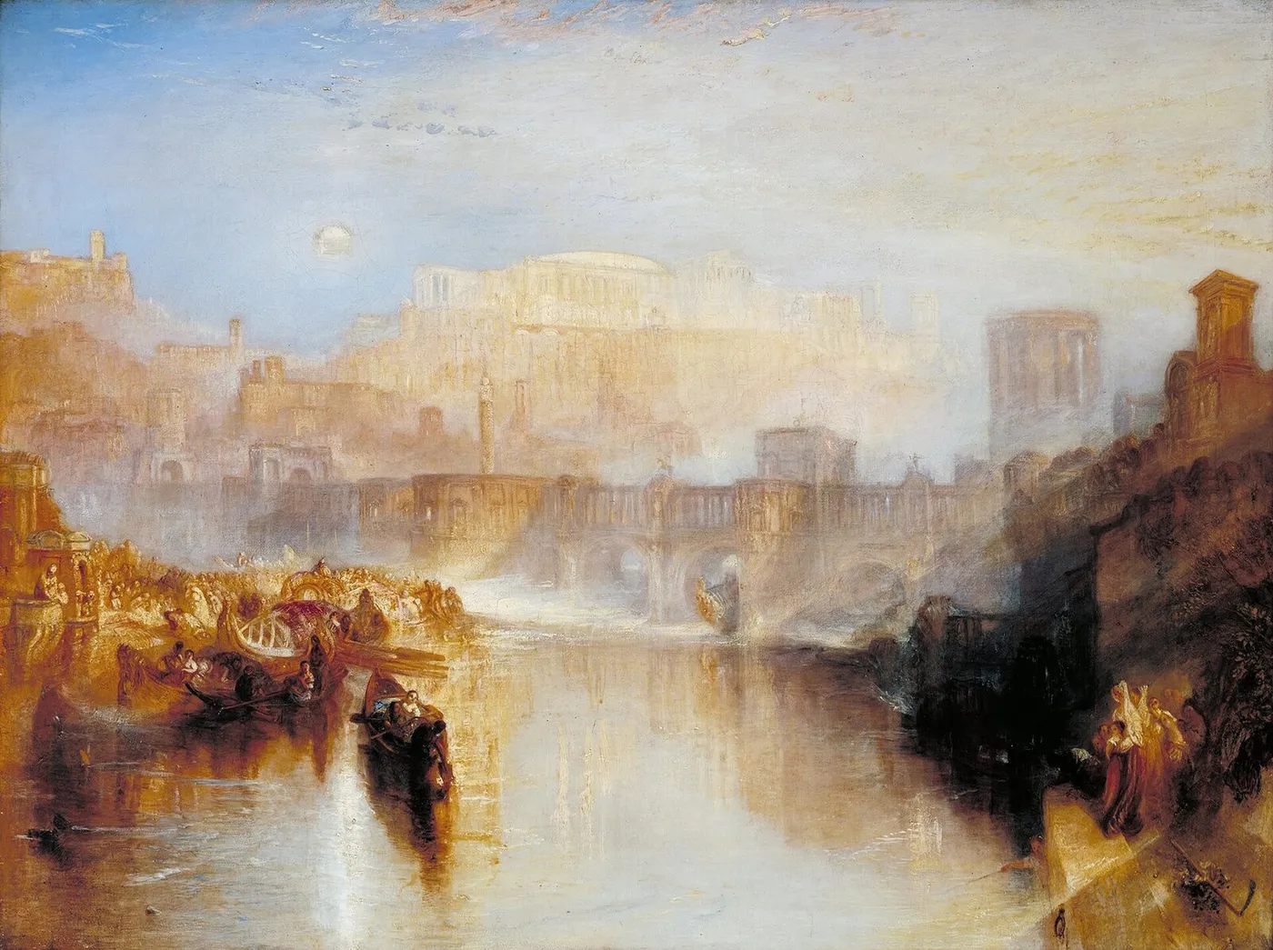 Ancient Rome; Agrippina Landing with the Ashes of Germanicus (1837) by J. M. W. Turner — original painting reproduced as a hand-painted oil on canvas