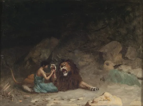 Androclès (1902) by Jean-Léon Gérôme — original painting reproduced as a hand-painted oil on canvas