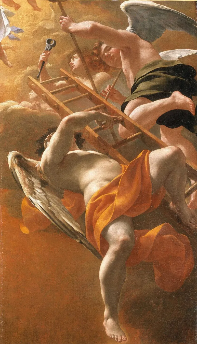 Anges portant les instruments de la Passion (1625) by Simon Vouet — original painting reproduced as a hand-painted oil on canvas