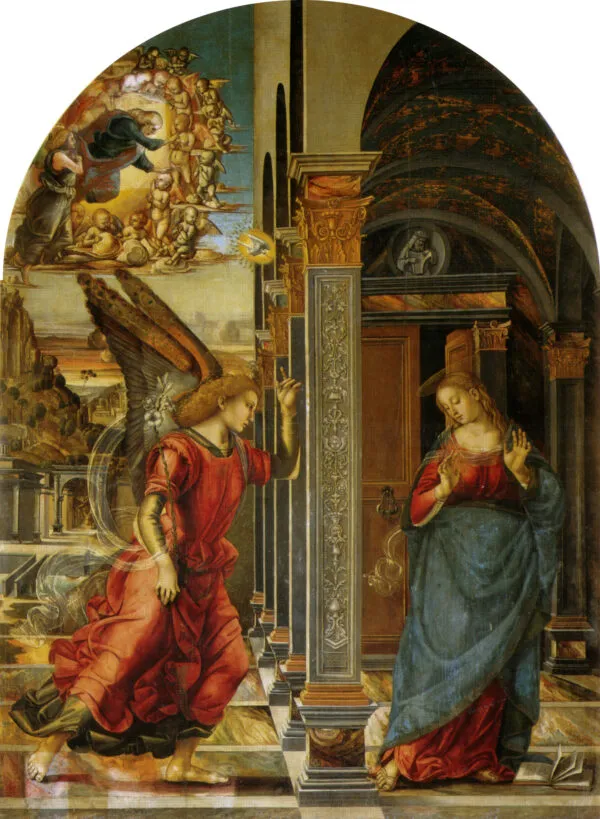 Annunciation (1491) by Luca Signorelli — original painting reproduced as a hand-painted oil on canvas